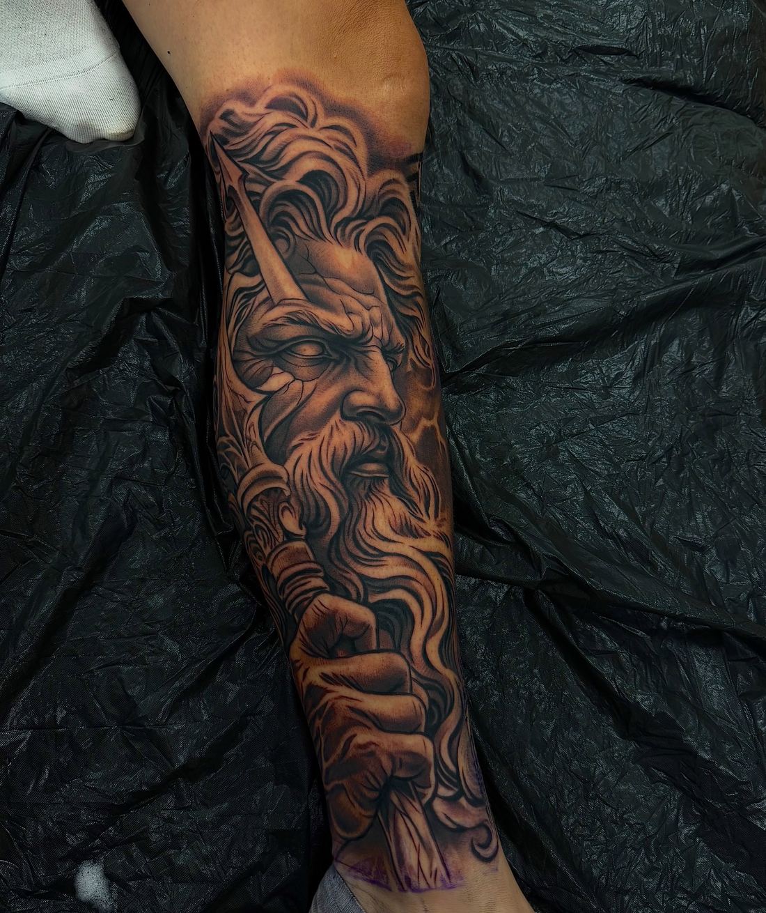 Greek god leg tattoo
